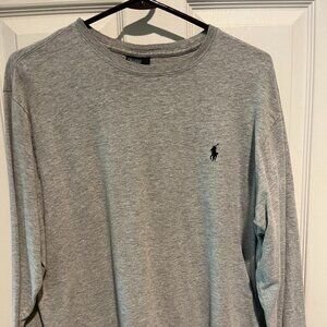 Polo by Ralph Lauren Long Sleeve Tee Shirt, Gray with Navy Pony, Size Medium